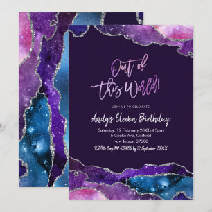 Invitation Galaxy Agate de ce monde Onze Anniversaire