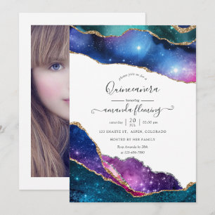 Invitation Galaxy Agate Quinceañera Photo