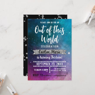 Invitation Galaxy Espace extra-atmosphérique Ado Anniversaire