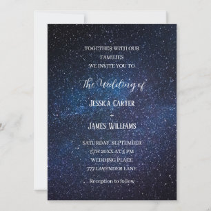 Invitation Galaxy Navy Blue Sky Starry Mariage de nuit