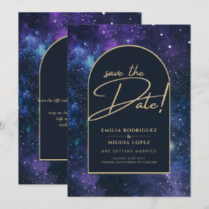 Invitation Galaxy Purple Blue Starry Mariage de nuit Date de 