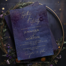 Galaxy Starry Night Sky Blue Purple Gold Mariage