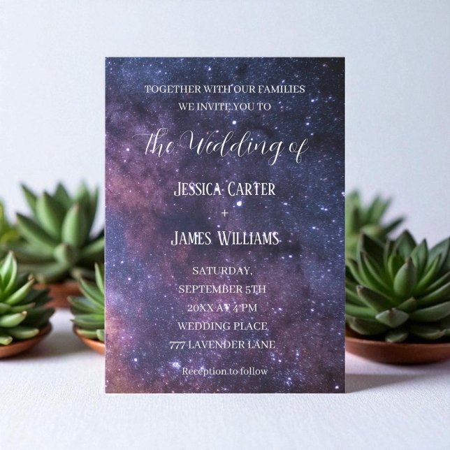 Invitation Galaxy Starry Night Stars Space Universe Mariage (Créateur téléchargé)