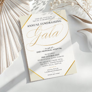 Invitation GALÉE DE LEVÉE DE FONDS élégant moderne ivoire or