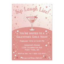 Galentine Girls Night Out Sip Laugh Live in Pink