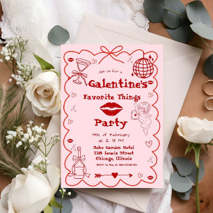 Invitation Galentine Main dessinée Valentine Filles Fête de N