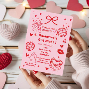 Invitation Galentine’s Party, Nuit de la Saint-Valentin Dessi