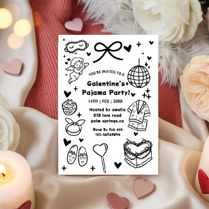 Invitation Galentine’s Pyjama, Saint-Valentin de Nuit Dessiné