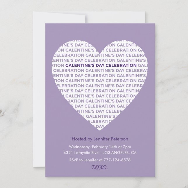 Invitation Galentine Saint-Valentin xoxo Amies Cœu (Devant)