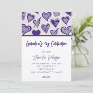 Invitation Galentine xoxo cœurs Saint-Valentin mod