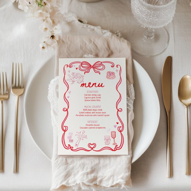 Invitation Galentine's Day Party Menu Card (Créateur téléchargé)