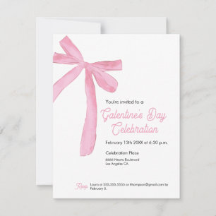 Invitation Galentine's day Ruban rose moderne féminin