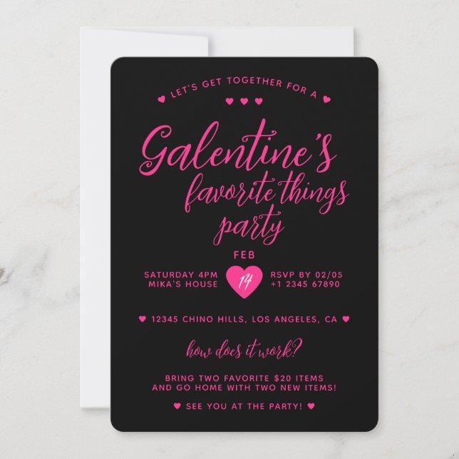 Invitation Galentine's Favorite Things Valentine's Party (Devant)