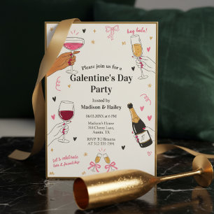 Invitation Galentines Hey Babe Cadre Doré