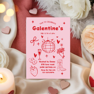 Invitation Galentines Saint-Valentin filles fête fantaisiste