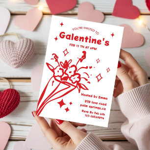 Invitation Galentines Saint-Valentin filles fêtes fantaisiste