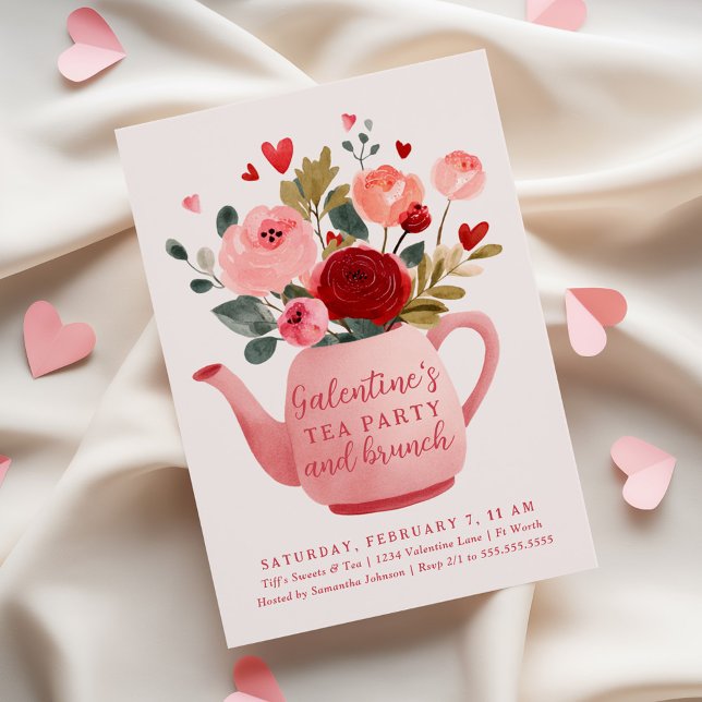 Invitation Galentine's Tea Party & Brunch Valentine's (Créateur téléchargé)