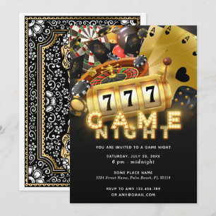 Invitation Game Night Party Black Gold