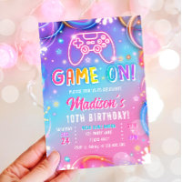 Game On Fête d'anniversaire Fille Neon Arcade de j