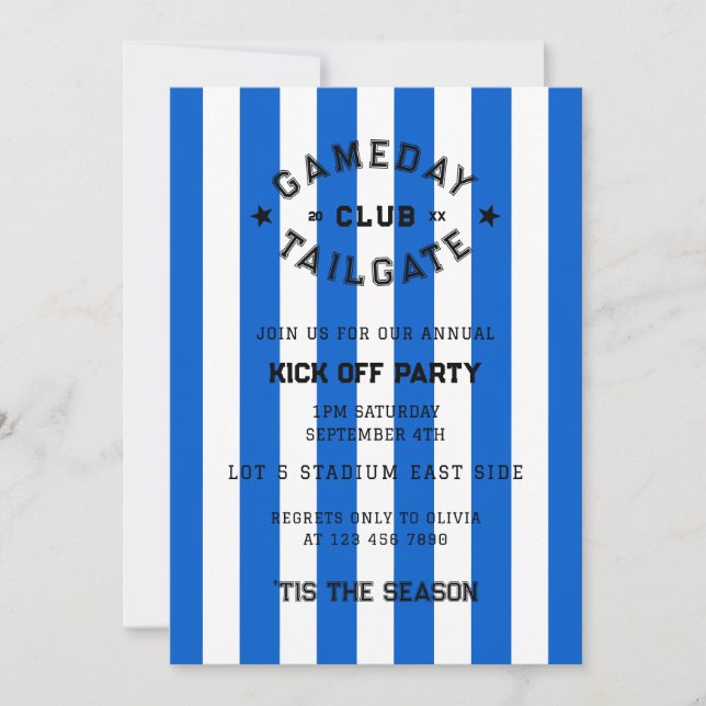 Invitation Gameday Tailgate Club Coup d'envoi de l'équipe ble (Devant)