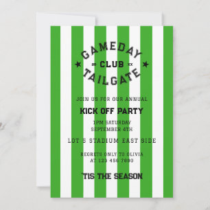 Invitation Gameday Tailgate Club Kick Party Green Team