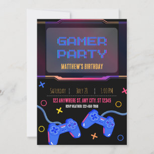 Invitation - Gamer Party - Customize Name Age