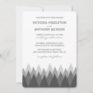 Invitation Gamme de forêts grises Mariage de bois