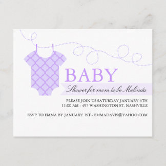Invitation Gamme de vêtements pourpres Baby shower moderne In