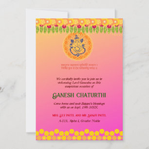 Invitation Ganesh Chaturthi Floral Coloré