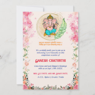 Invitation Ganesh Chaturthi Floral Coloré