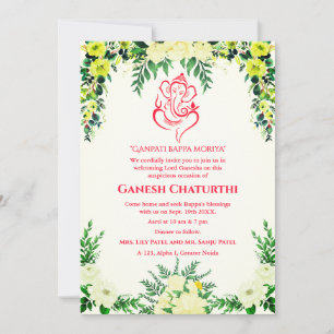 Invitation Ganesh Chaturthi Puja Floral