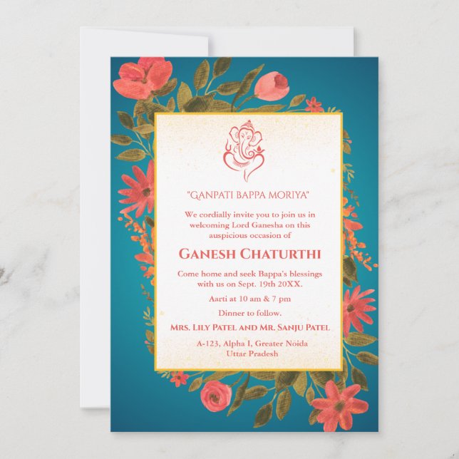 Invitation Ganesh Chaturthi Puja Floral (Devant)