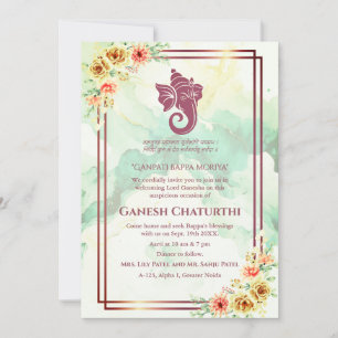 Invitation Ganesh Chaturthi Puja Floral