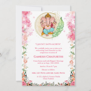 Invitation Ganesh Chaturthi Puja Floral