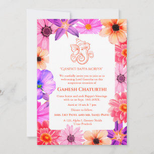 Invitation Ganesh Chaturthi Puja Floral