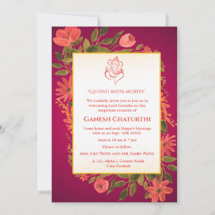 Invitation Ganesh Chaturthi Puja Floral