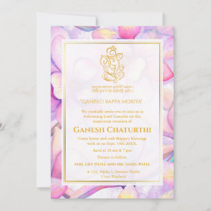 Invitation Ganesh Chaturthi Puja Floral