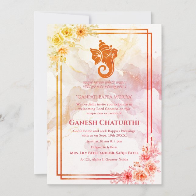 Invitation Ganesh Chaturthi Puja Floral (Devant)