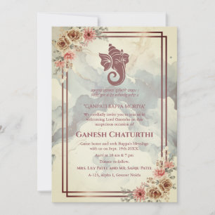 Invitation Ganesh Chaturthi Puja Floral
