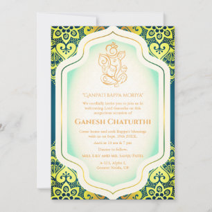 Invitation Ganesh Chaturthi Puja Golden
