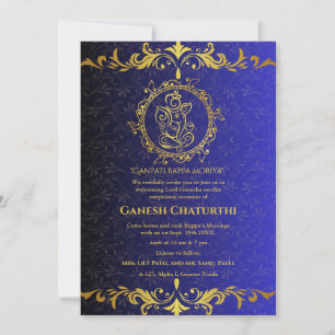 Invitation Ganesh Chaturthi Puja Roya Eléments dorés