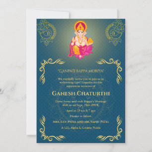 Invitation Ganesh Chaturthi Puja Roya Eléments dorés