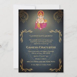 Invitation Ganesh Chaturthi Puja Roya Eléments dorés