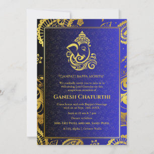 Invitation Ganesh Chaturthi Puja Roya Eléments dorés