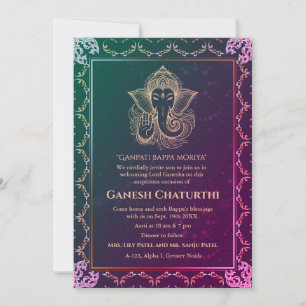 Invitation Ganesh Chaturthi Puja Roya Eléments dorés