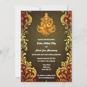 Invitation Ganesh or vert indien traditionnel hindi