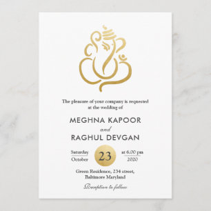 Invitation Ganesha de l'huile d'or de cire classique/Mariage 