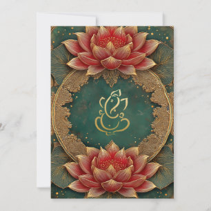 Invitation Ganesha d'or classique/Mariage Lotus indien