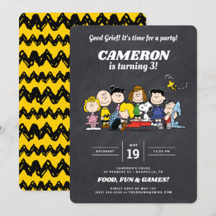Invitation Gang des cacahuètes   Chalkboard Anniversaire