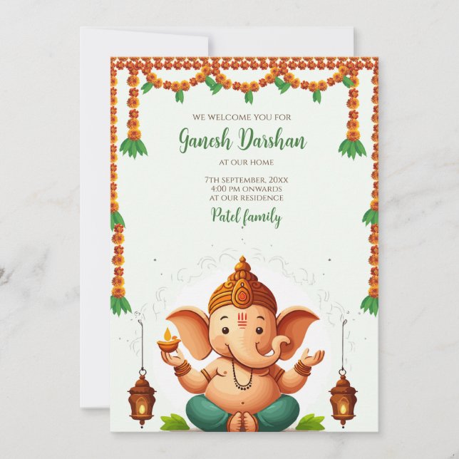 Invitation Ganssis darshan Carte Ganesh pooja (Devant)